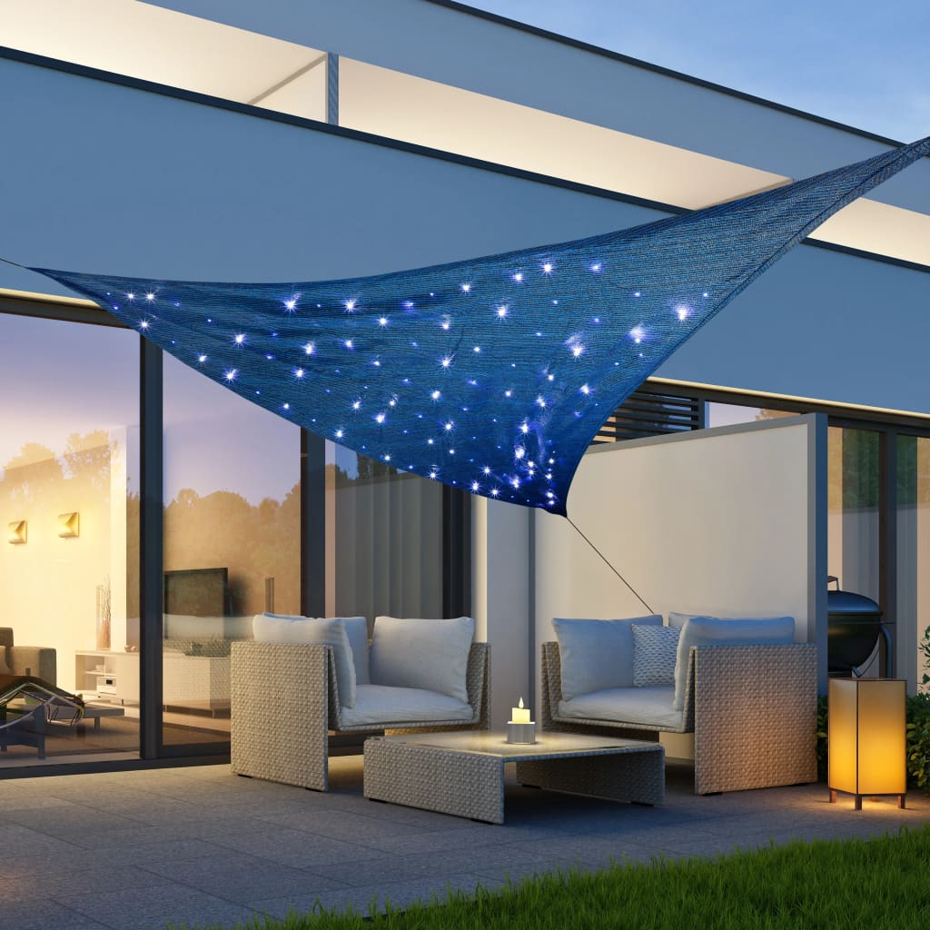 Hi hi zonnezeil mit 100 leds 3.6x3.6x3,6 m hellblau