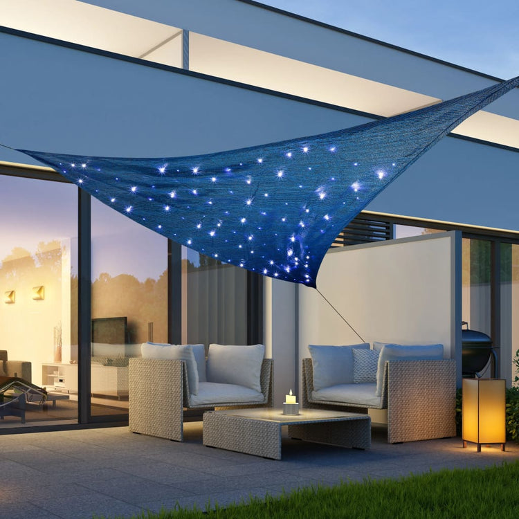 Hi hi zonnezeil mit 100 leds 3.6x3.6x3,6 m hellblau