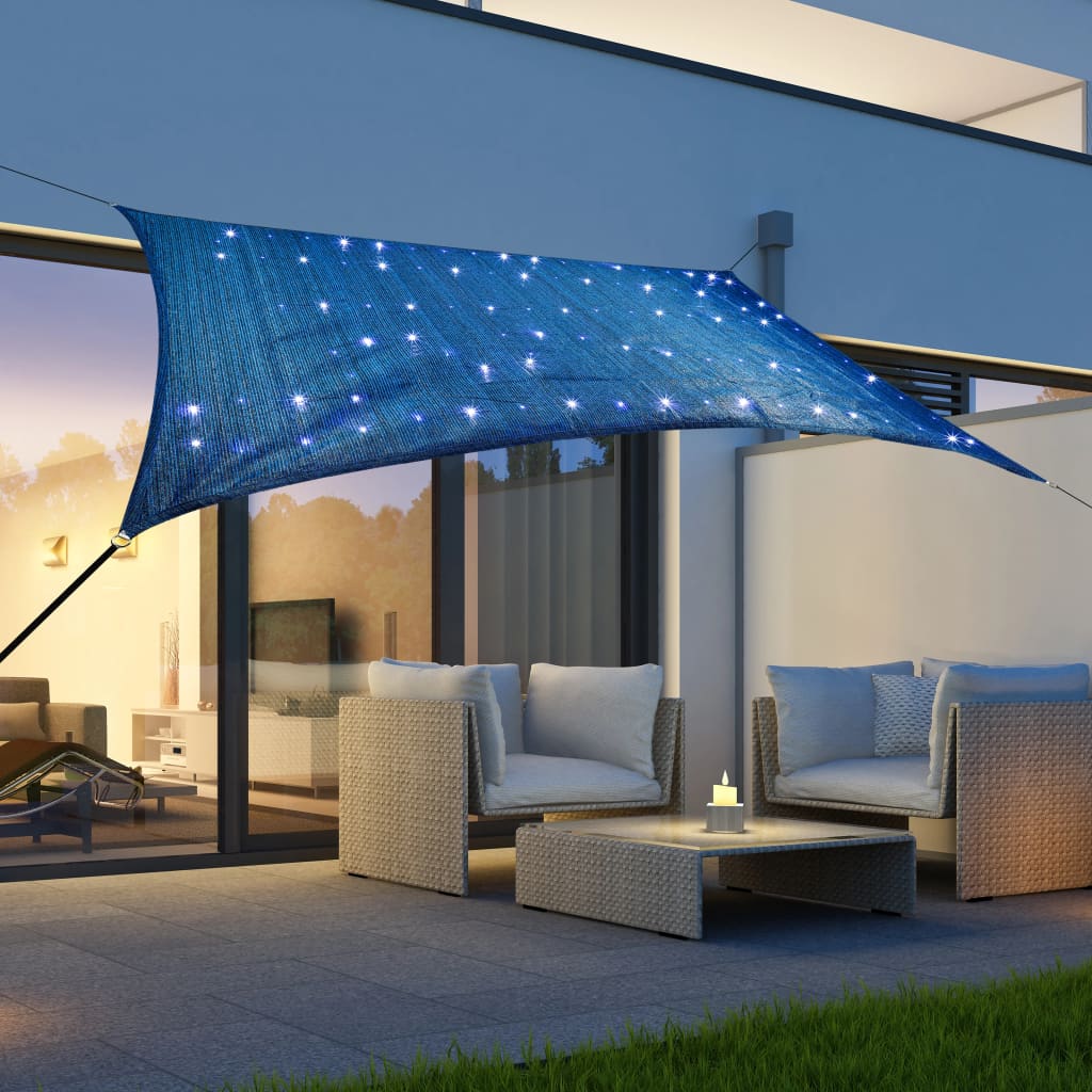 Hi hi zonnezeil mit 100 leds 2x3 m hellblau