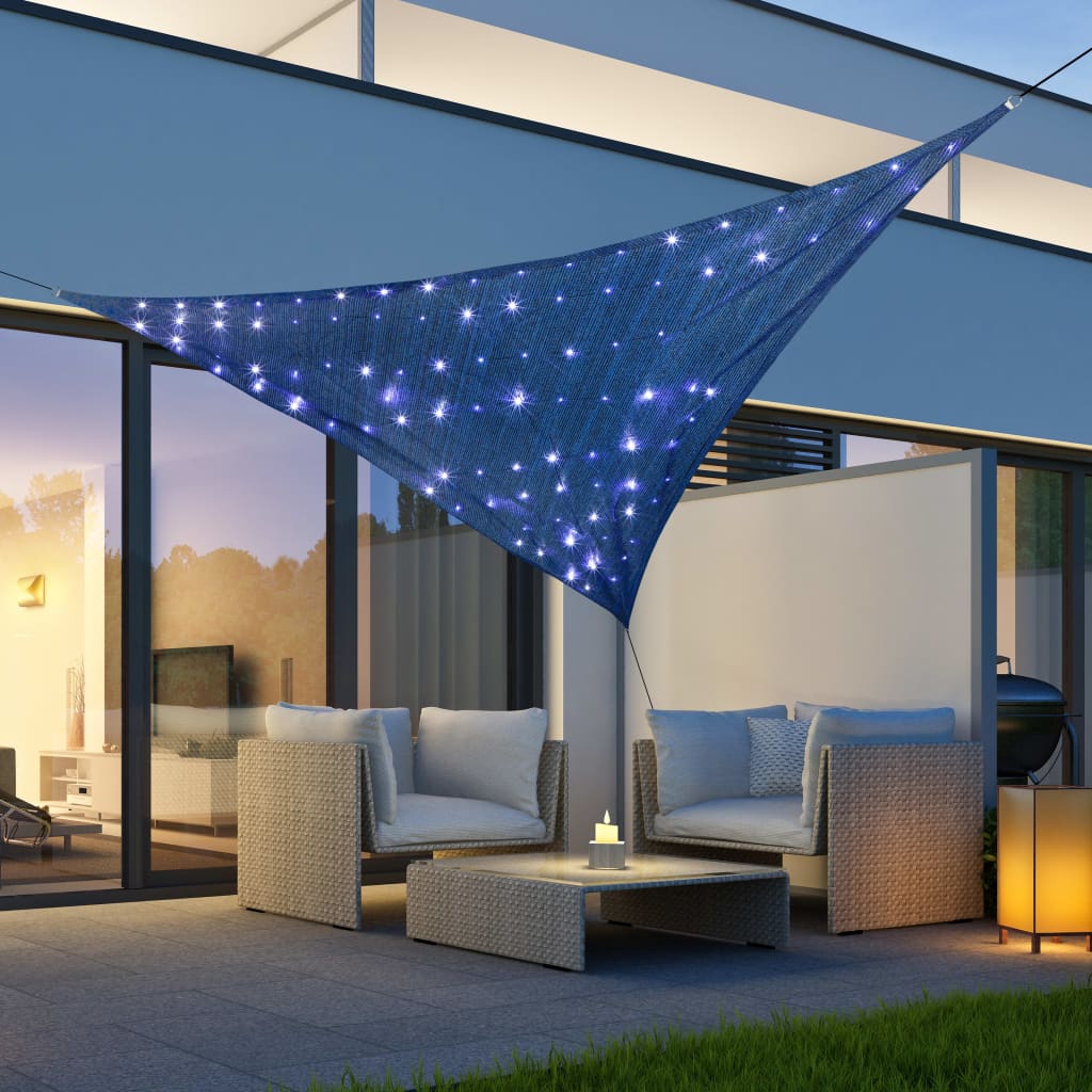 Hi hi zonnezeil mit 100 led 3x3x3 m blau