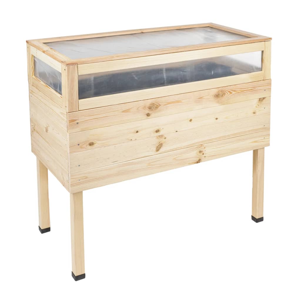 Hi Hi Anbaubox mit Deckel 135 l Holz angehoben