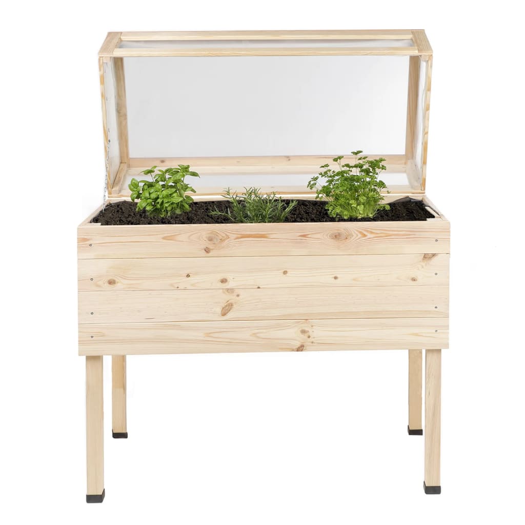 Hi Hi Anbaubox mit Deckel 135 l Holz angehoben