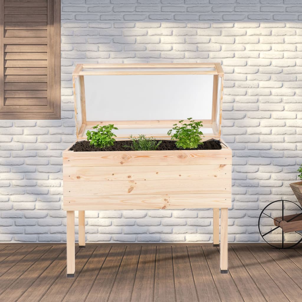 Hi Hi Anbaubox mit Deckel 135 l Holz angehoben