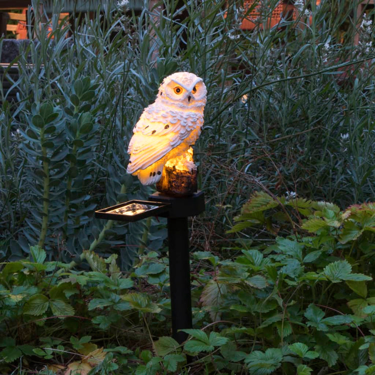 Hallo Gartenlampe Eule LED Solarweiß
