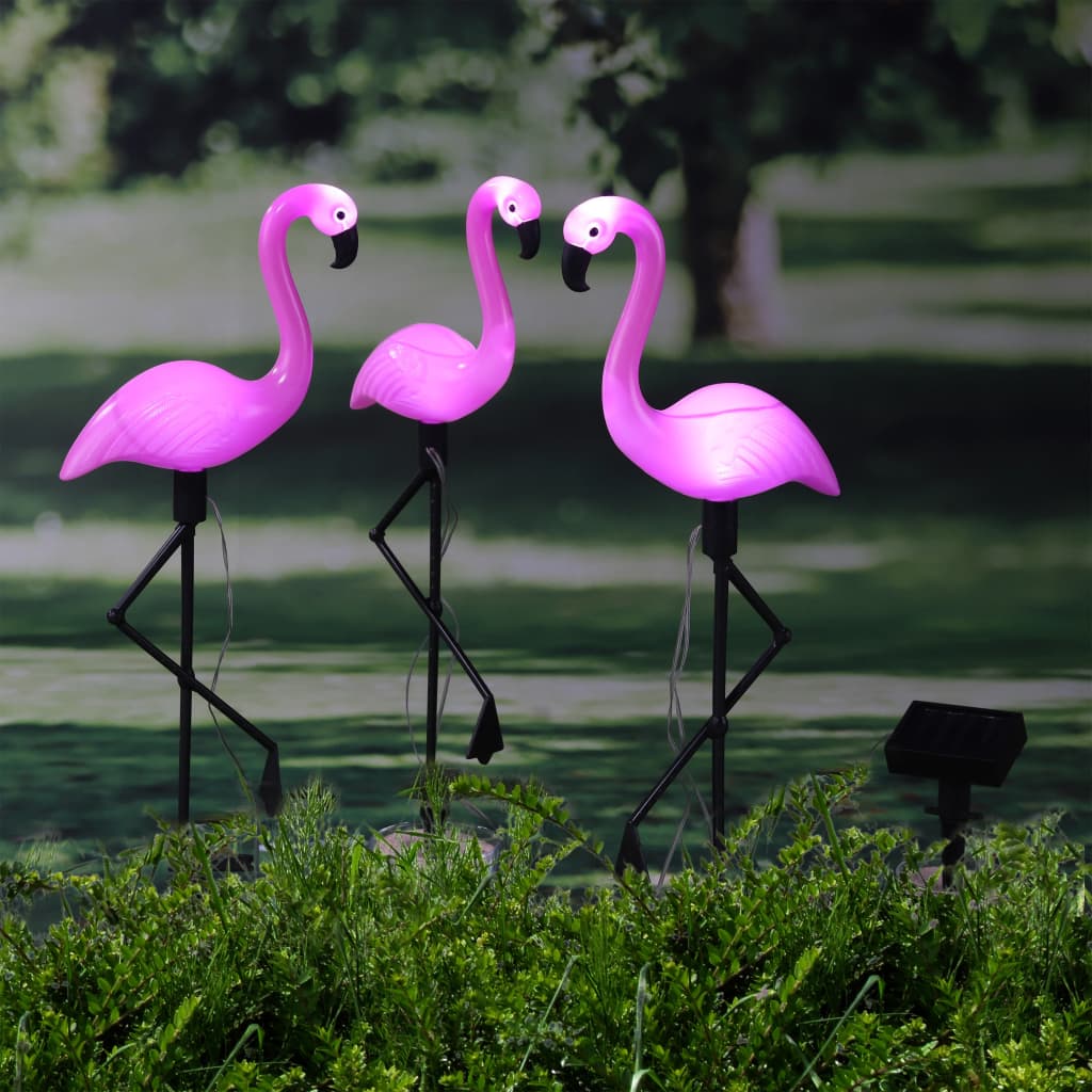 Hallo Hi Ground Pins 3 St. Solar LED Flamingo