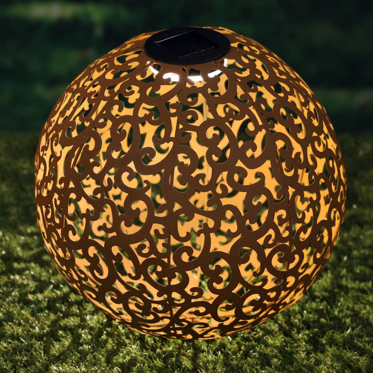 Hallo Gartenlampe Solar LED Boll 28,5 cm Metallbraun