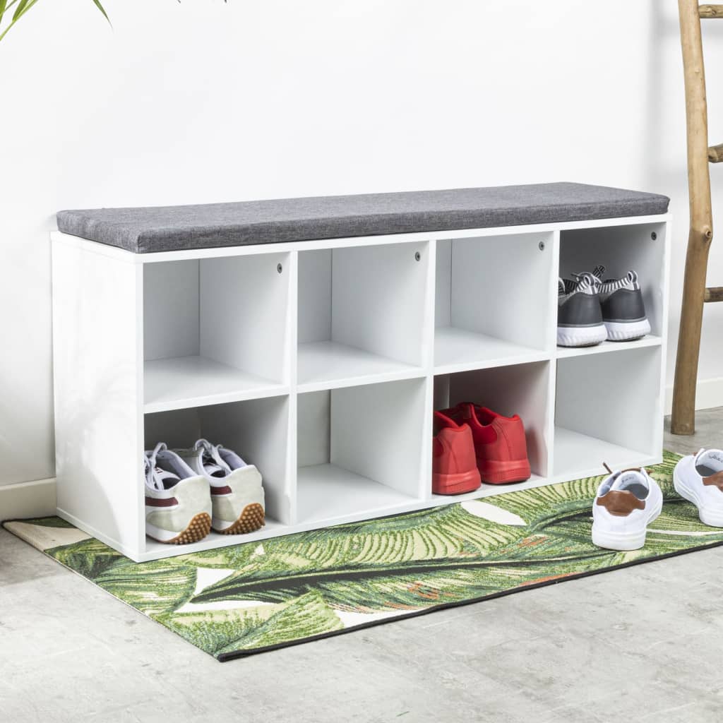 Hi Hi Schuhregal mit Kissen 103,5x29x48 cm Weiß