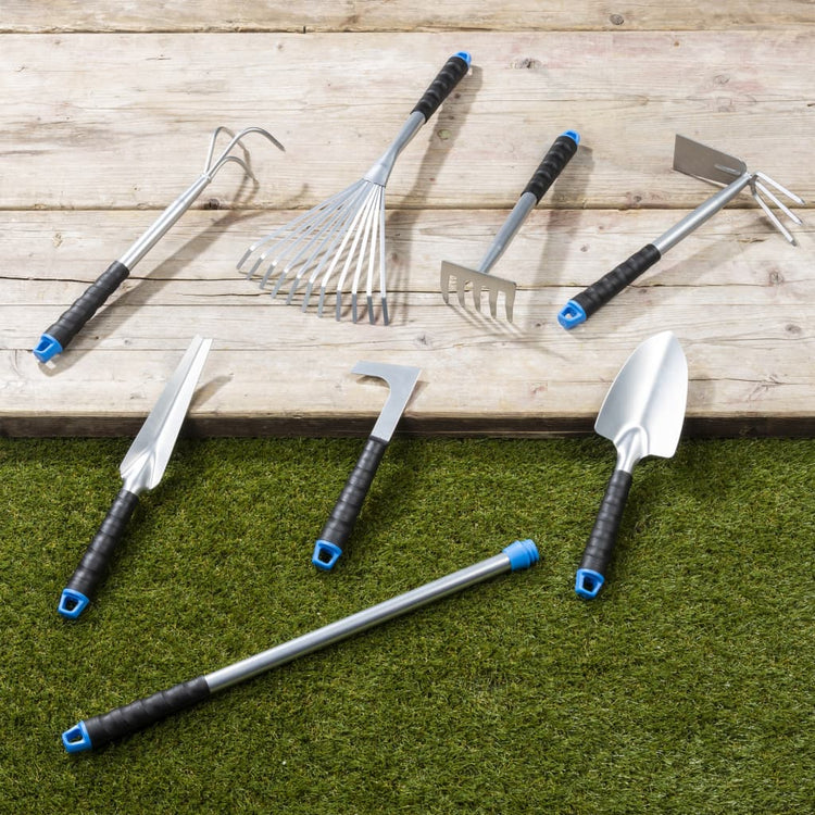 Hallo hi 8-teilig Gartenwerkzeugset Metal Silberfarbe