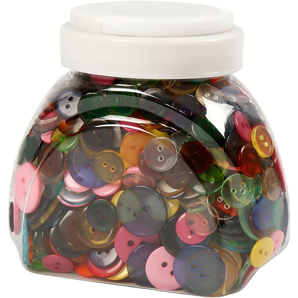 Creativ Firmenknöpfe, D 12+18+20 mm, verschiedene Farben, 800 Stück 1 Box