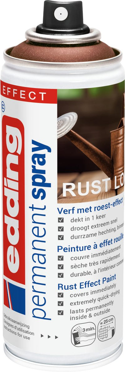 Edding 5200 Sprühfarbe in Aerosoldose – Rosteffekt matt – 1 Stück – 200 ml Farbe – sofort deckend – 0,7–1 m² Fläche – Acrylfarbe zum Bemalen und Dekorieren von Glas, Metall, Holz, Keramik, Kunststoff, Leinwand – Permanentspray, Farbspray