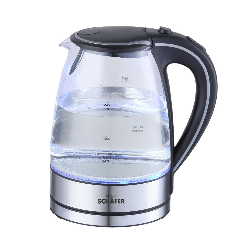 Schafer Schäfer Glass Kessel 1,7L 2200W Edelstahl Schwarz