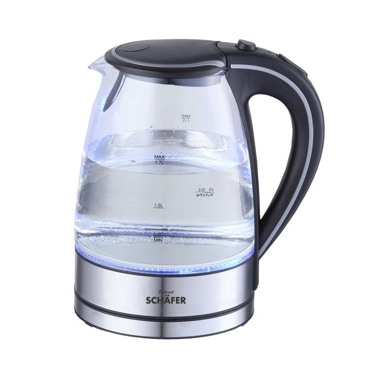 Schafer Schäfer Glass Kessel 1,7L 2200W Edelstahl Schwarz