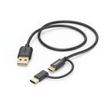 Hama 2in1-Micro-USB-Kabel mit USB-C-Adapter 1 m schwarz - afbeelding 1