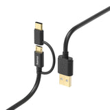 Hama 2in1-Micro-USB-Kabel mit USB-C-Adapter 1 m schwarz - afbeelding 2