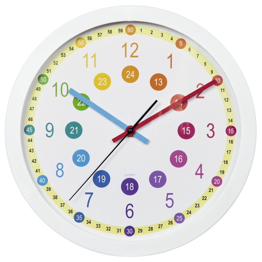 Hama -Wanduhr für Kinder einfacher Lerndurchmesser 30 cm Rauscharm