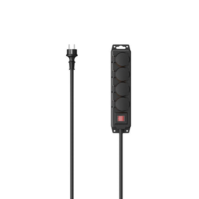 Hama Steckdose 4-fach für Outdoor IP44 Schalter Wandmontage 2 m schwarz.