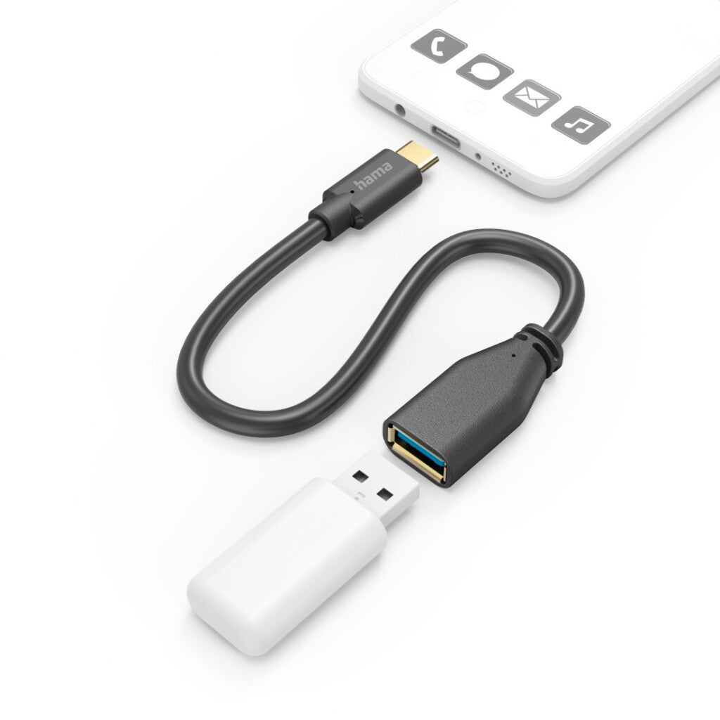 Hama USB-Adapterkabel OTG USB-C-Stecker – USB-A-Anschluss 15 cm schwarz