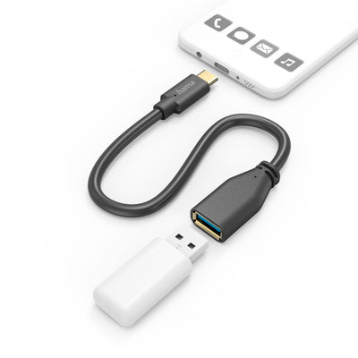 Hama USB-Adapterkabel OTG USB-C-Stecker – USB-A-Anschluss 15 cm schwarz