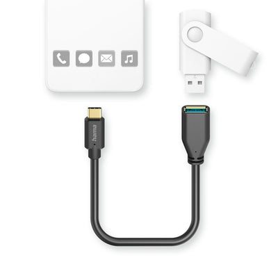 Hama USB-Adapterkabel OTG USB-C-Stecker – USB-A-Anschluss 15 cm schwarz