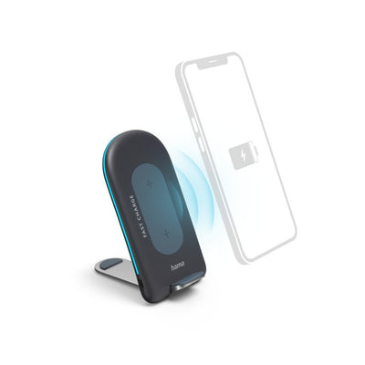 Hama Wireless Ladegerät Set Qi-FC15S 15W Wireless Smartphone Ladestation GR