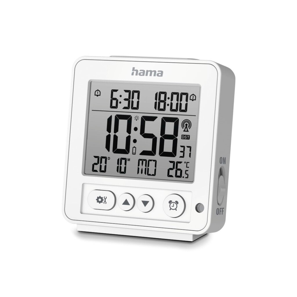 Hama Digital Radio -abgesteuerter LCD -Wecker Rhodes White