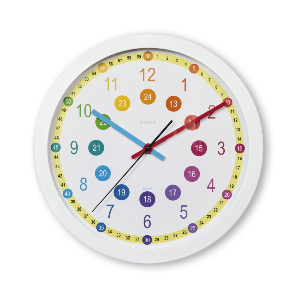 Hama Kinderwanduhr Sal tickt nicht 30 cm mehrfarbig weiß