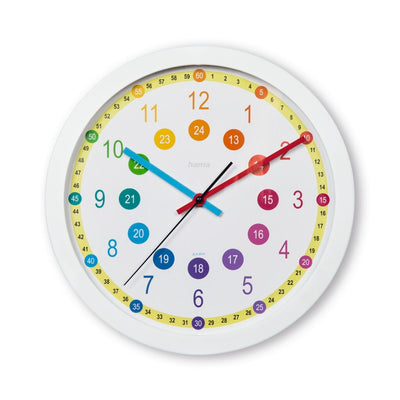 Hama Kinderwanduhr Sal tickt nicht 30 cm mehrfarbig weiß