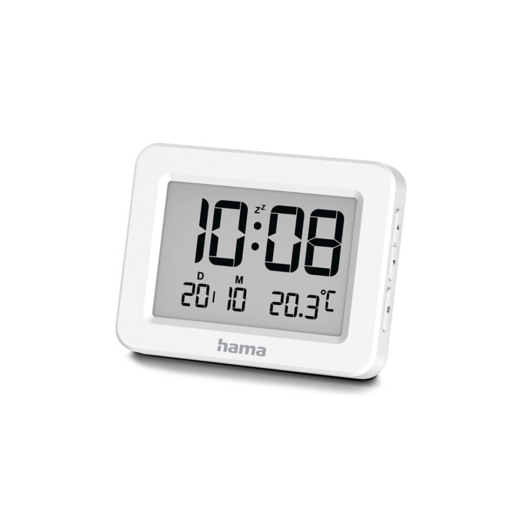 Hama digitaler LCD-Wecker in Weiß
