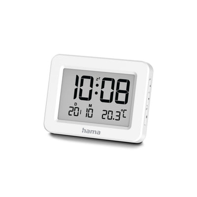 Hama digitaler LCD-Wecker in Weiß