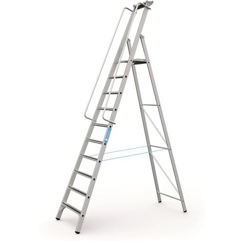 Zarges Podesttreppe + Handlauf Meistertritt S 10tr