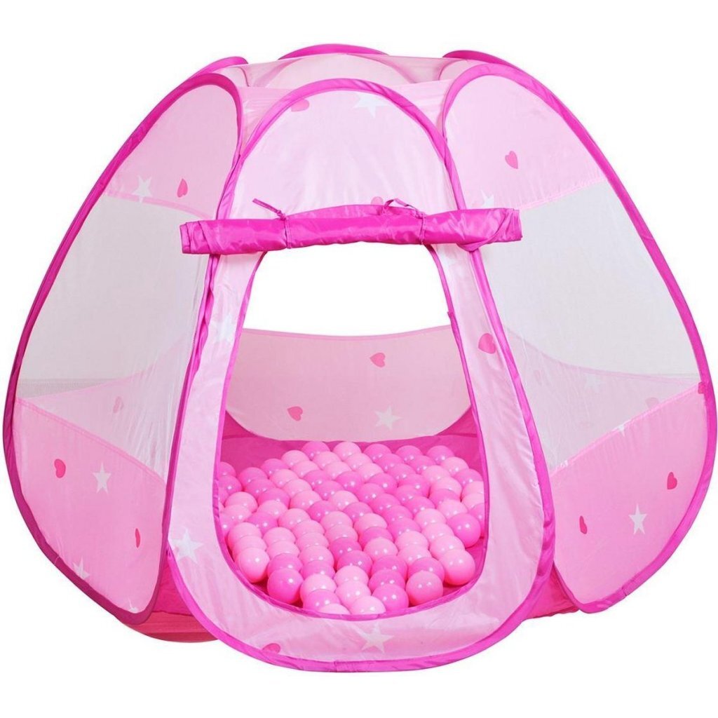 Spielzelt mit 100 Bällen rosa