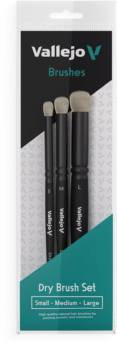 Vallejo Hobbypinsel – Valb07990 Trockenpinselset – Naturhaar – S M – L Pinsel