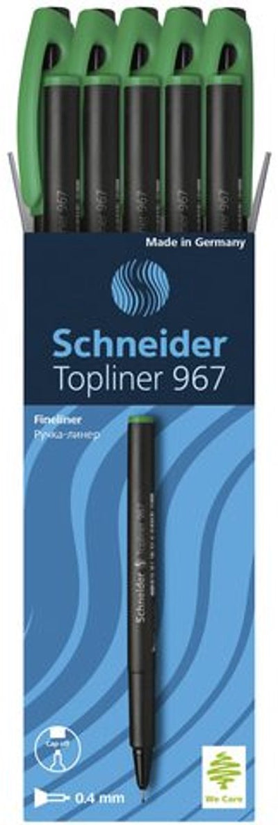 Schneider Schreibgeräte Schneider Fineliner – Topliner 967 – 0,4 mm – grün – Box mit 10 Stück – S-9674