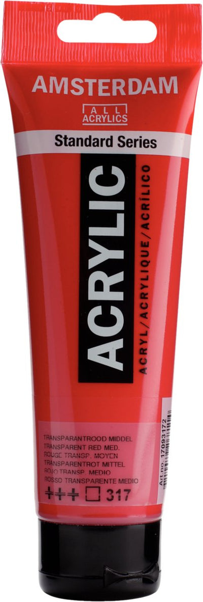 Acrylfarbe der Amsterdam Standard-Serie, Tube 120 ml, transparentes Rot mittel 317