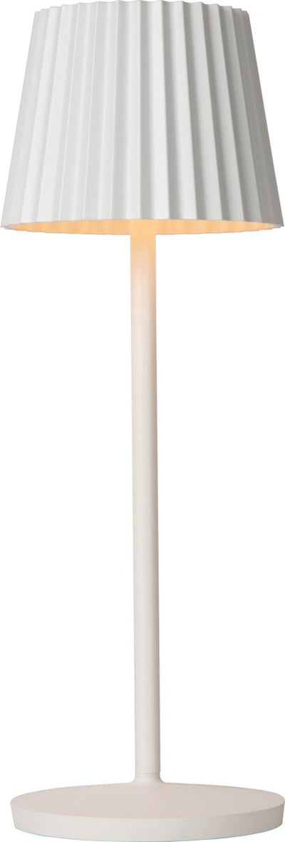 Lucide Justine – wiederaufladbare Tischleuchte für drinnen und draußen – wiederaufladbarer Akku – LED dimmbar – 1 x 2 W, 2700 K – IP54 – mit kabelloser Ladestation – Weiß