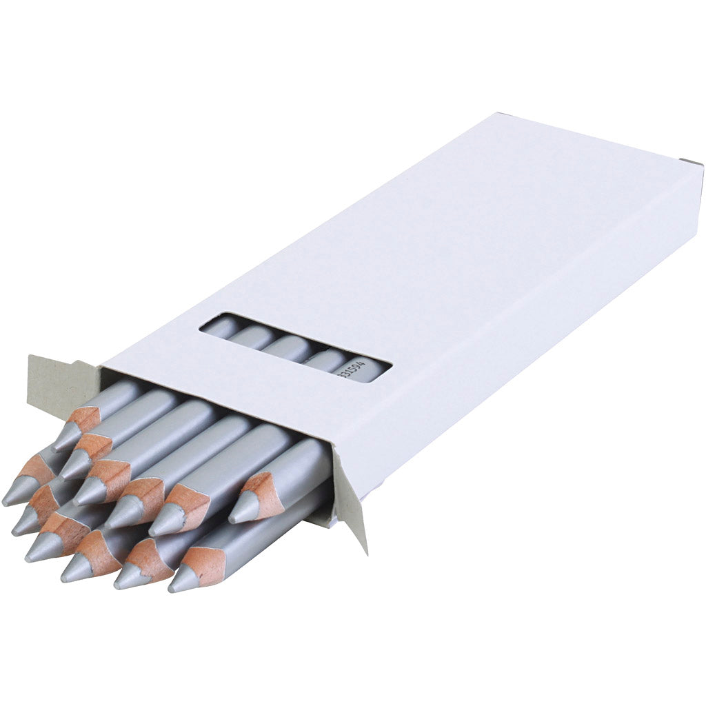 Edu3 Edu Jumbo-Farbstift, Dicke 10 mm, Durchmesser 6,25 mm, Silber, 12 Stück 1 Stück