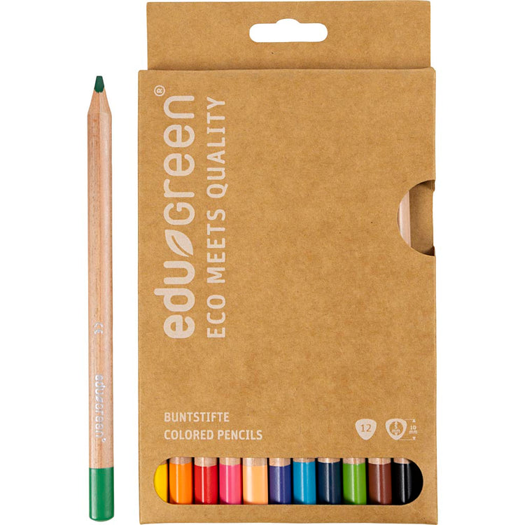 Edu3 ödergrün jumbofarbene Stifte, Dicke 10 mm, Füllung 5 mm, verschiedene Farben, 12 Stück 1 Box