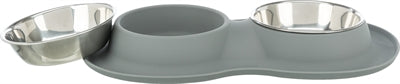 Trixie Food Bowl Wasserbehälter Doppel Silikon Edelstahl grau
