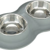 Trixie Food Bowl Wasserbehälter Doppel Silikon Edelstahl grau