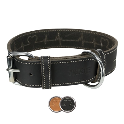 Trixie Hundehalsband Rustikales Fettleder Herzschlag Schwarz