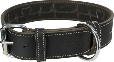 Trixie Hundehalsband Rustikales Fettleder Herzschlag Schwarz