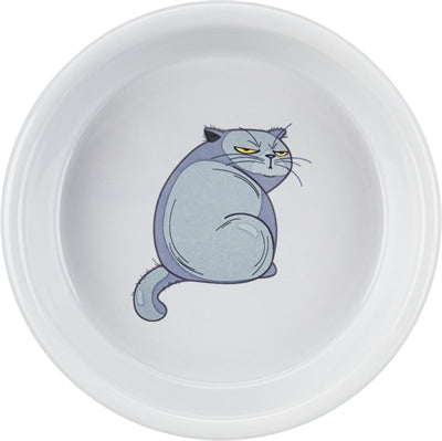 Trixie Food Bowl Wasserschale wütend Katze grau