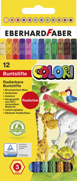 Eberhard Faber Eberhard Faber EF-514817 Farbige Stifte mit Gummi Penny 12 Stücke