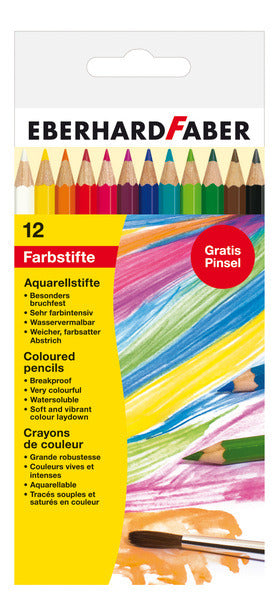 Eberhard Faber Eberhard Faber EF-516012 Aquarel Bleistiftkarton mit 12 Teilen mit Pinsel
