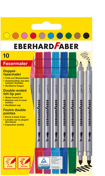 Eberhard Faber Eberhard Faber EF-550010 Filzstifte Duo 0,8+1-3 mm Assorti Hülle von 10 Teilen