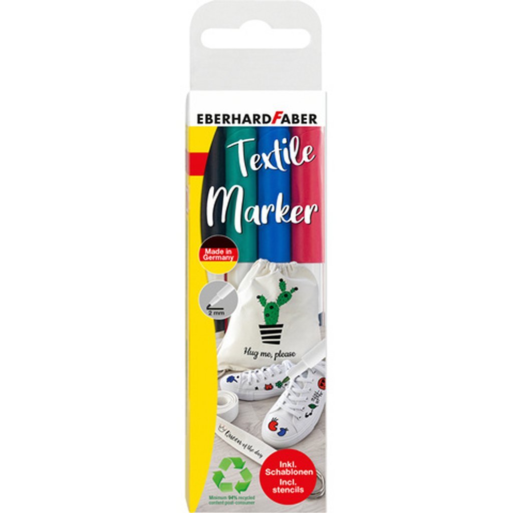 Eberhard Faber Eberhard Faber EF-578204 Textilmarker 4 Teile + Vorlagen
