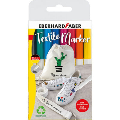 Eberhard Faber Eberhard Faber Textielmarker 8 Teile für den Fall + 4 Schablonen mit Vorlagen
