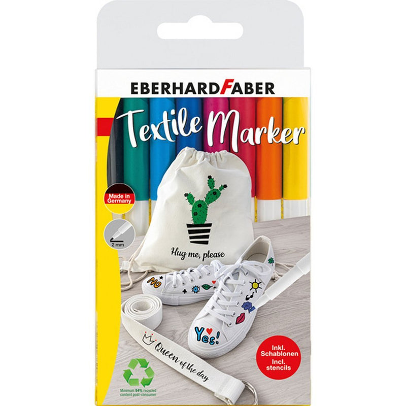 Eberhard Faber Eberhard Faber Textielmarker 8 Teile für den Fall + 4 Schablonen mit Vorlagen