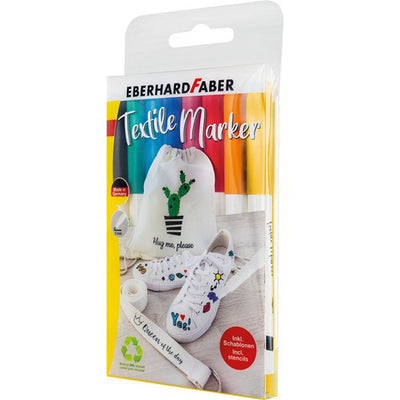 Eberhard Faber Eberhard Faber Textielmarker 8 Teile für den Fall + 4 Schablonen mit Vorlagen