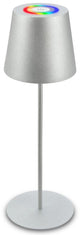 B.k.licht briloner – wiederaufladbare RGB-Tischleuchte – kabellose Lampe – Touch-dimmbar – für drinnen und draußen – höhenverstellbar – 36 cm x 10,5 cm – Silber
